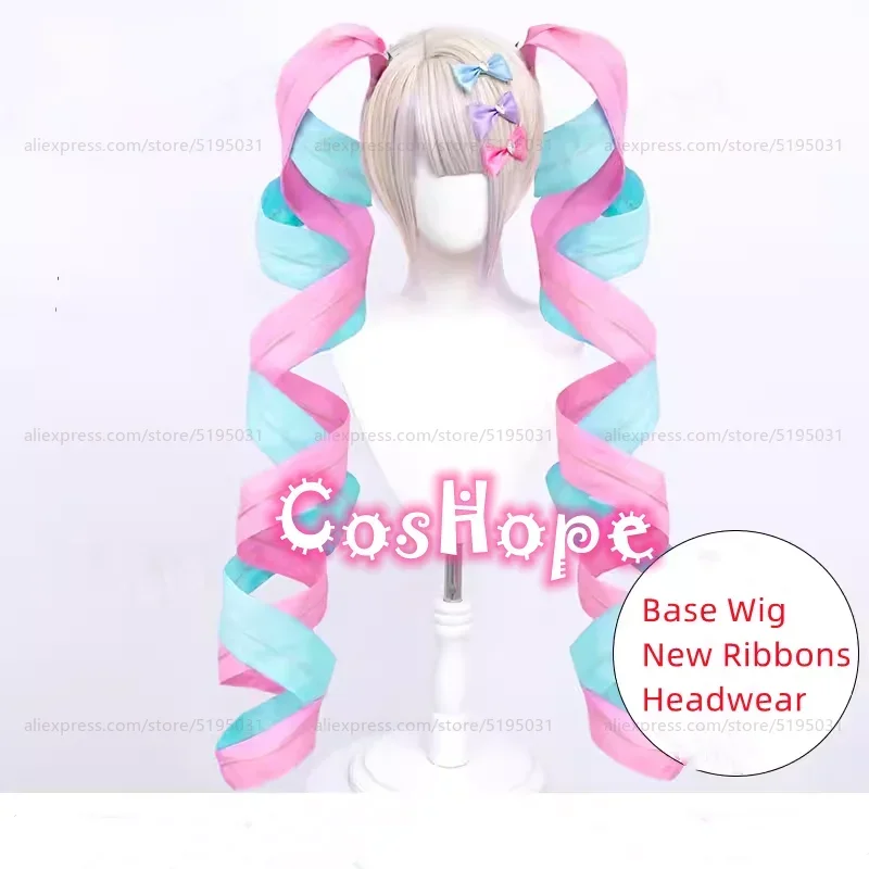 Kangel วิกคอสเพลย์วิกผมยาว110ซม. สีชมพูสีฟ้าผสมคอสเพลย์วิกผมสังเคราะห์ทนความร้อน