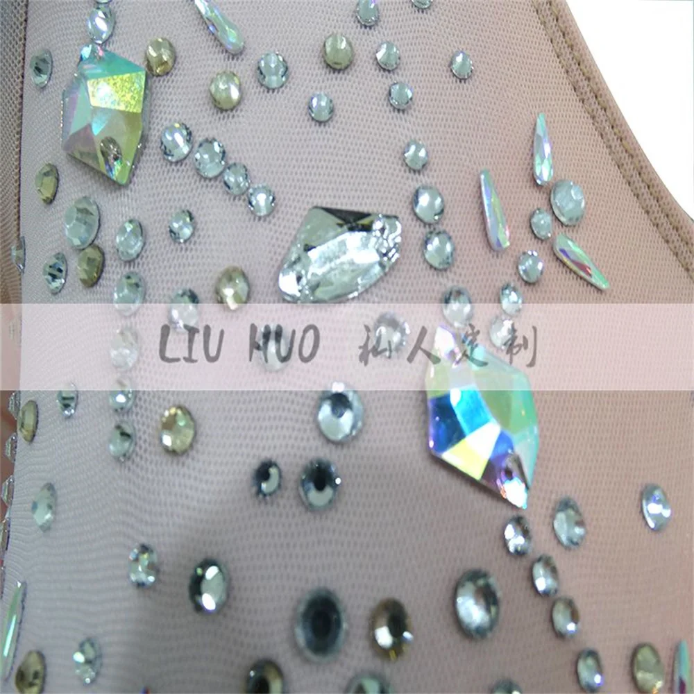 LIUHUO Eiskunstlaufkleid für Damen, Mädchen, Teenager, Eis, Ballett, Auftritt, Gymnastik, Wettbewerb, Trikot, Roller, Kinder, Tanz, Blau