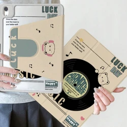 Rotation Cover for IPad Air 6 Case IPad 10th Gen Air 5th 4th 10.9 Pro11 2nd 3rd 4th IPad 10.2 7th 9th 8th Gramophone Record Bear