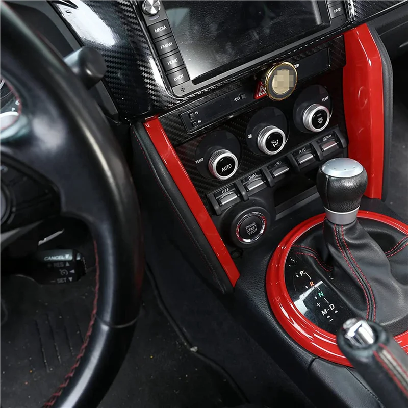 

3X For Subaru BRZ Toyota 86 2012-2020 Car Center Console Side Trim Gear Shift Panel Cover Frame Stickers, Red-A97E