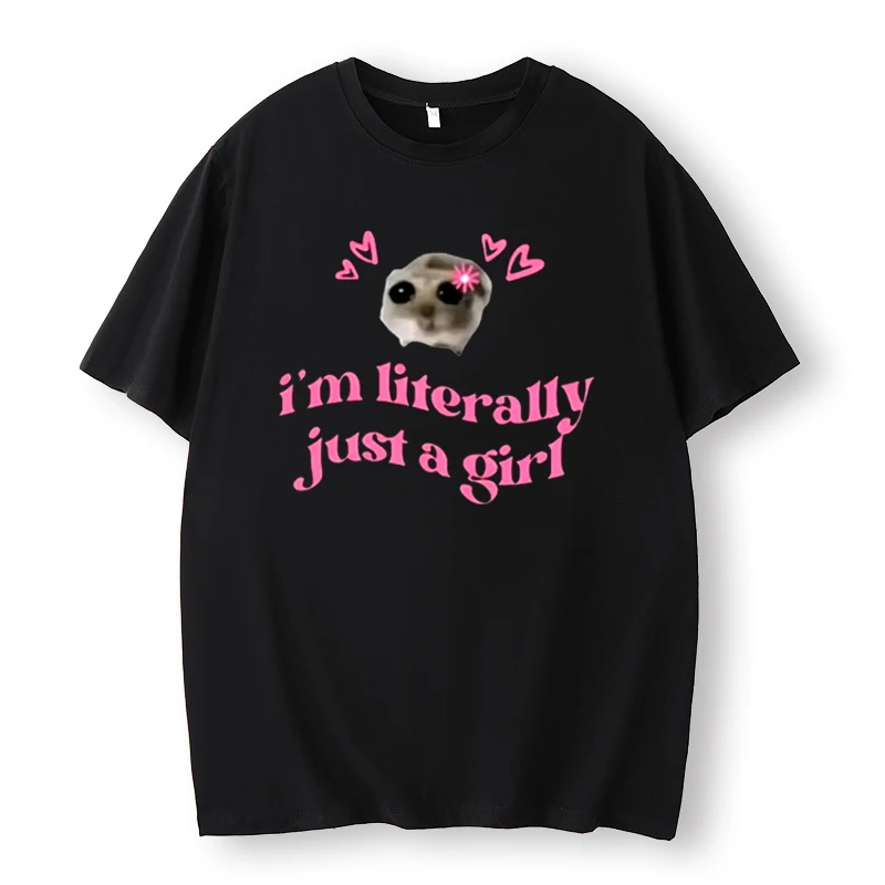 Meme Sad Hamster in Pink Bow Shirt Funny if You Really Care That's Me Internet Meme Gift Sad Hamster Tiktok Harajuku Streetwear