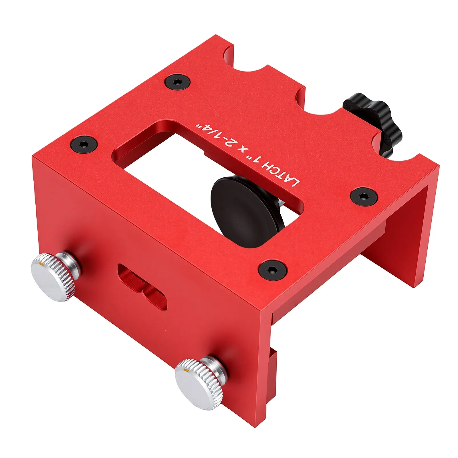 Door Latch Mortise Tool for Router 1 Inchx2-1/4 Inch Door Latch Jig Clamp On Door Aluminum Alloy for 1-3/8 Inch 1-3/4 Inch Wood