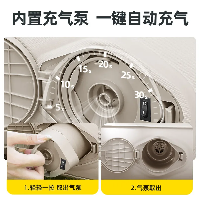 Outdoor camping inflatable bed dormitory PVC flocking bed household automatic air cushion