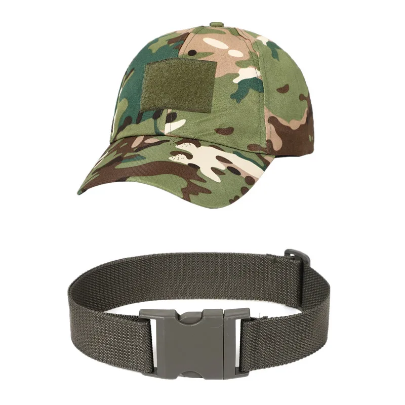 Boy Camouflage Suit Set School Gymnastics Suit Outdoor Summer Camp Activity Training Performance Suit with Belt and Hat