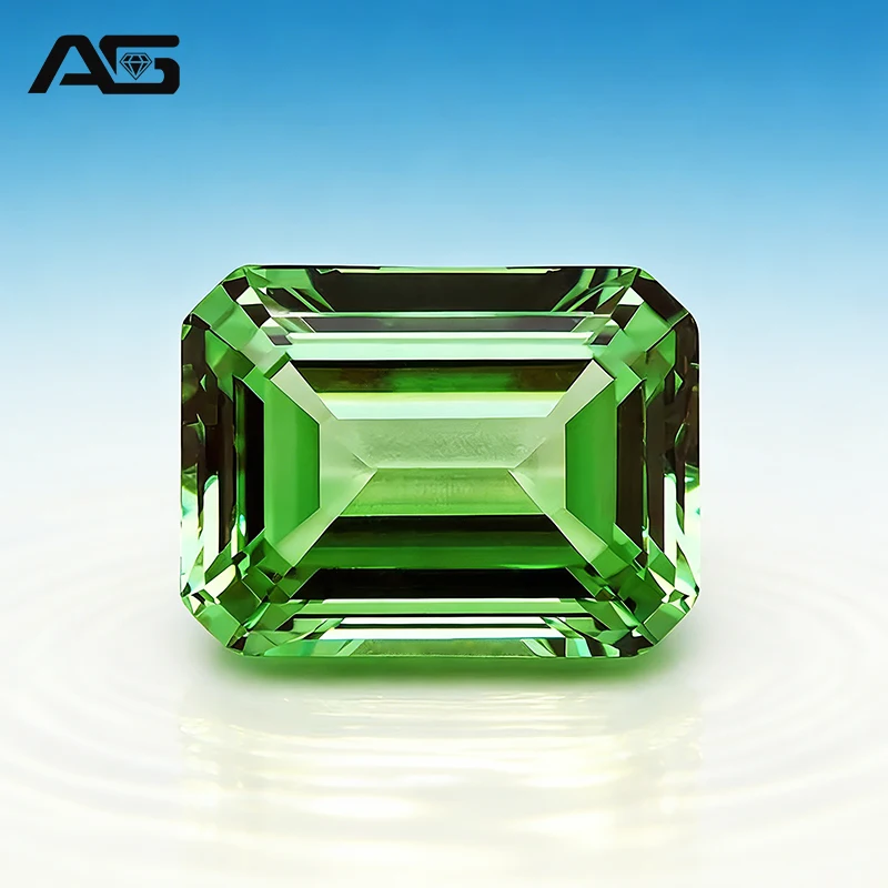 New Emerald Cut Light Green Yttrium Aluminium Garnet Loose Gemstone Lab Diamonds YAG Stones for Jewelry Making
