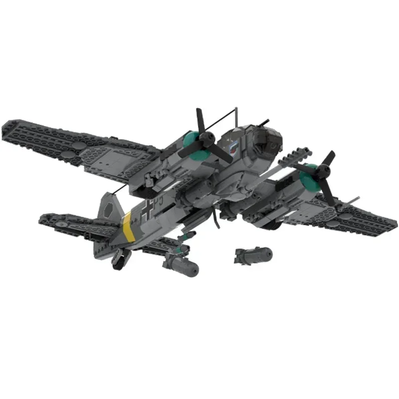 ChristmasMoc Building Bricks Military Aircraft Model Junkers Ju 88 Fighter Technology Modular Blocks Gift  Toy DIY Sets Assembly