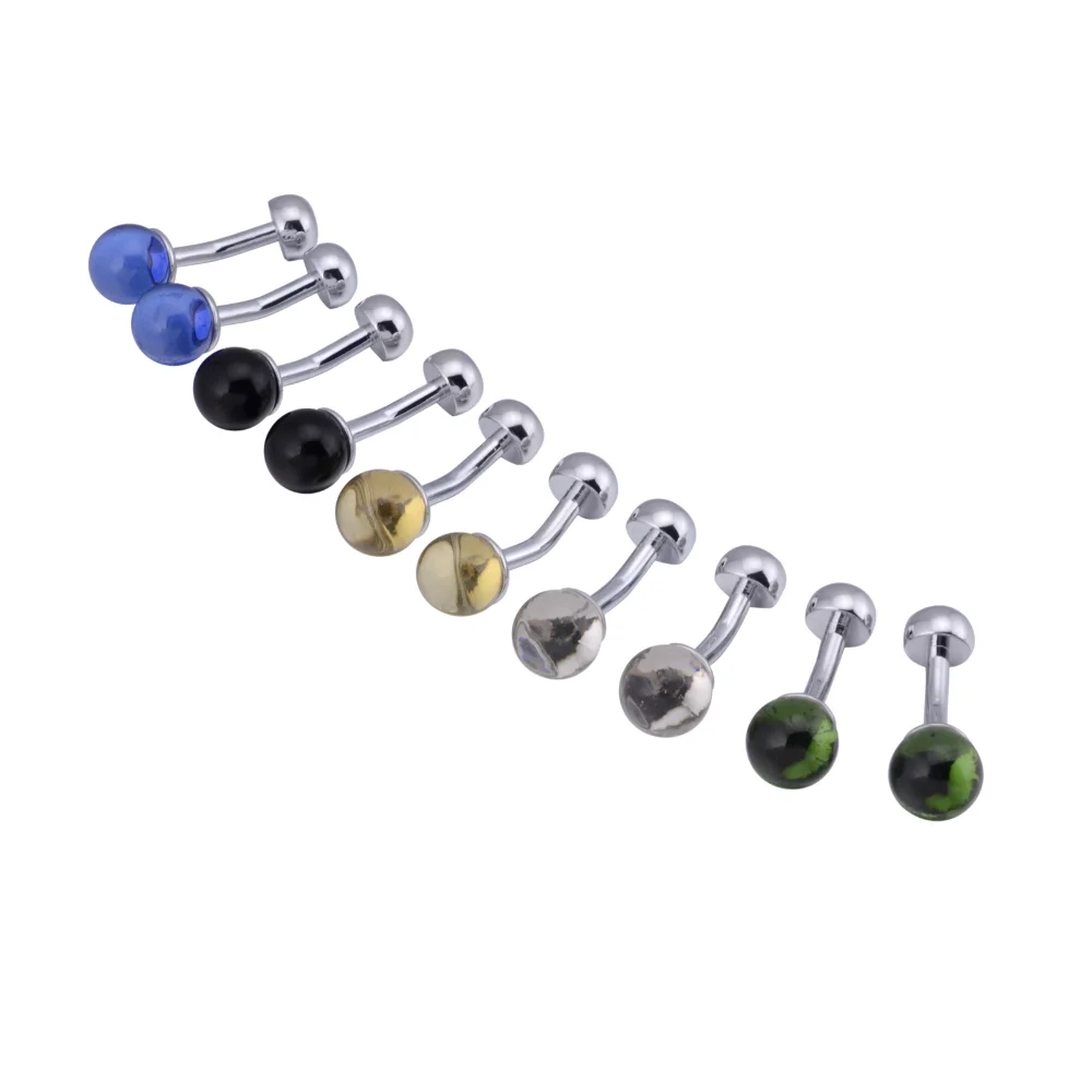 Metal-inlaid Multi-colored Bead Cufflinks Annual Banquet Dress Accessories Cufflink for Formal Business Suits