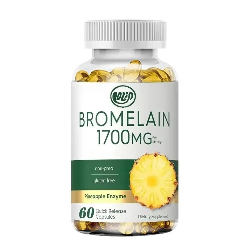 

Bromelain 1700mg 60 Capsules || Bromelain Supplement Non Gmo And Gluten Supports Nutritional Digestion