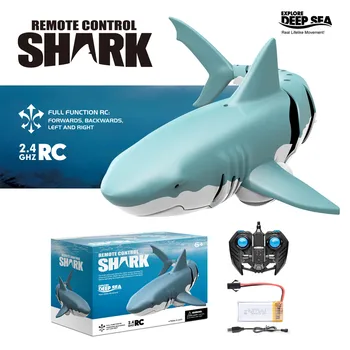 2.4G electric 4CH radio remote control simulation aquatic shark model water swimming high speed RC boats toy gift for children