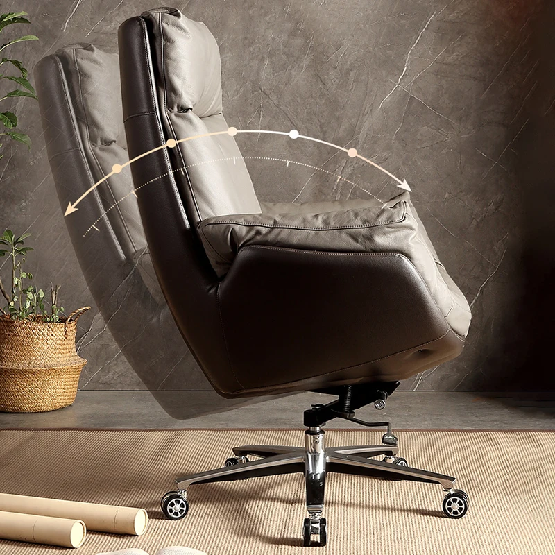 Chaise de Bureau Ergonomique en Cuir, Fauteuil Inclinable de Gaming, Mobilier de Salon