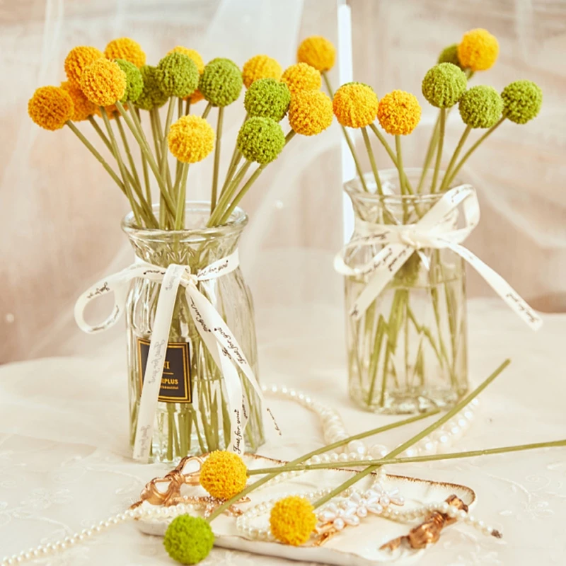 5PCS Artificial Flower Dandelion Ball Bride Holding Bouquet Wedding Home Plastic Floral Ornament Photo Props