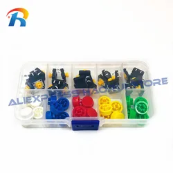 25Pcs Tactile Push Button Switch Momentary 12*12*7.3MM Micro switch button + 25PCS Tact Cap(5 colors) for Arduino Switch