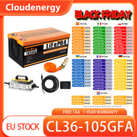Cloudenergy 36V(38.4V) 105Ah LiFePO4 Golf Cart Battery, Touch Monitor, 4032Wh Energy, Built-in 200A Bluetooth BMS, 8064W Max.
