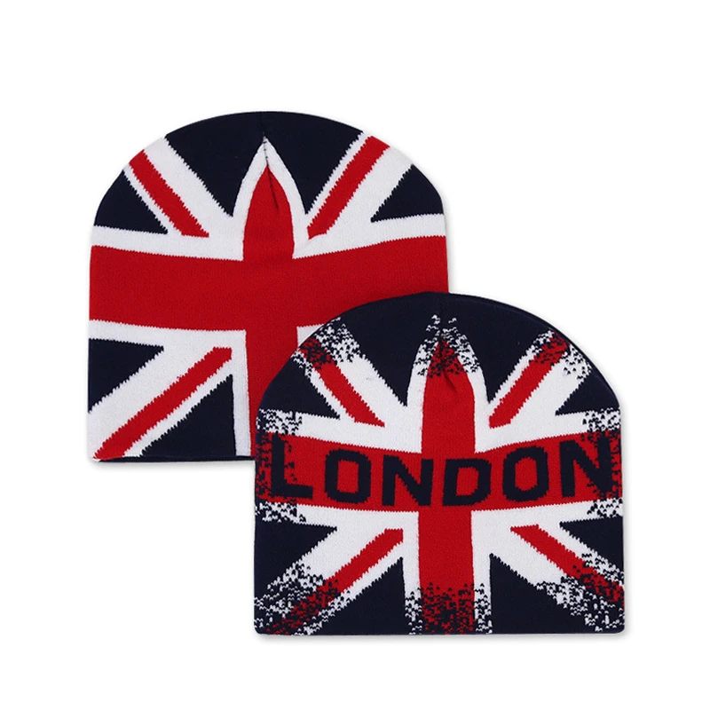Top England Flag Knitted Hat Winter Beanie Hats For Men Women Y2K Warm Winter Autumn Outdoor Cap Hip Hop Bonnet Cap Hot Selling