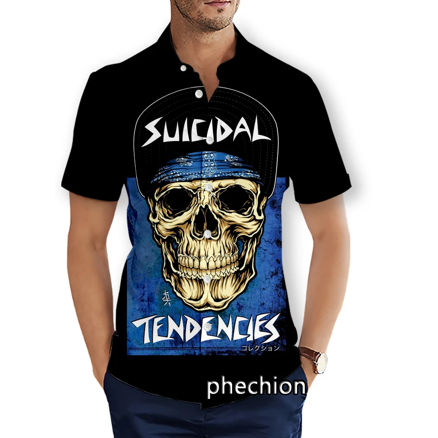 Summer Hawaiian Mens Short Sleeve Beach Shirts Suicidal Tendencies 3D Printed Casual Shirts Fashion Streetwear Men Tops X06