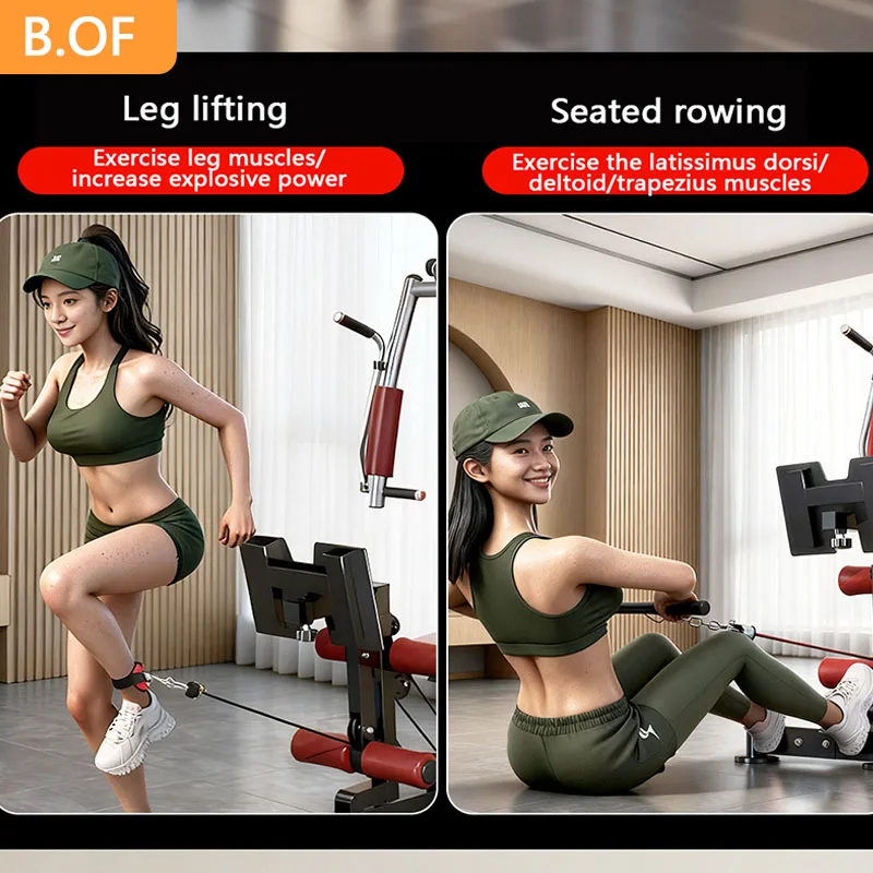 Smith Machine Gym Commercial Fitness Equipment for 2 People: Standing Weightlifting, Rowing, Fly Exercises, Squats, Large Fitnes