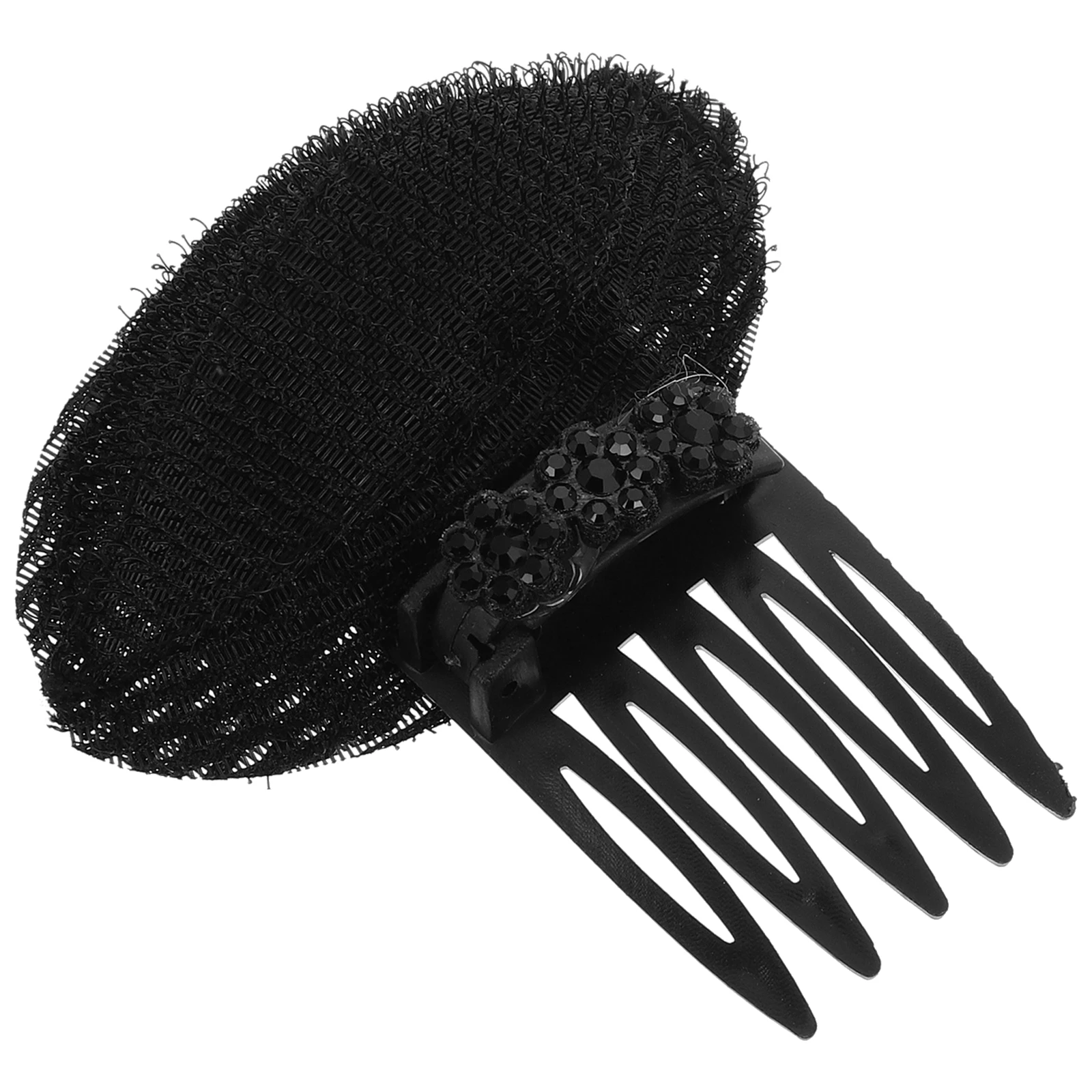 

Rhinestone Flower Combs Black Decorative Hair Clip Volume Boosting Skull Pad Top Styling Flyaway Management Bridal