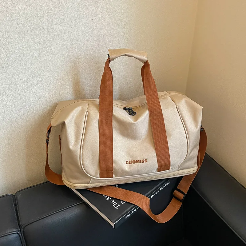 Women Canvas Duffle Bag Large Travel Tote Handbag Multi Pocket Weekend Bag Casual Crossbody Purse with Adjustable Strap Daily