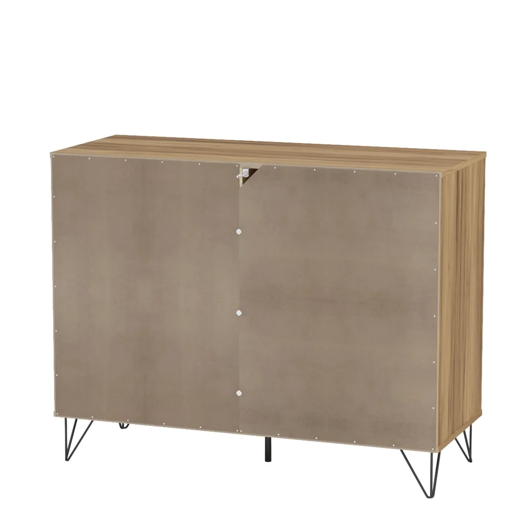 خزانة جانبية حديثة ببابين، رف قابل للتعديل، لمسة نهائية من الخشب والميلامين، أثاث تخزين مدمج، منظمة منزلية