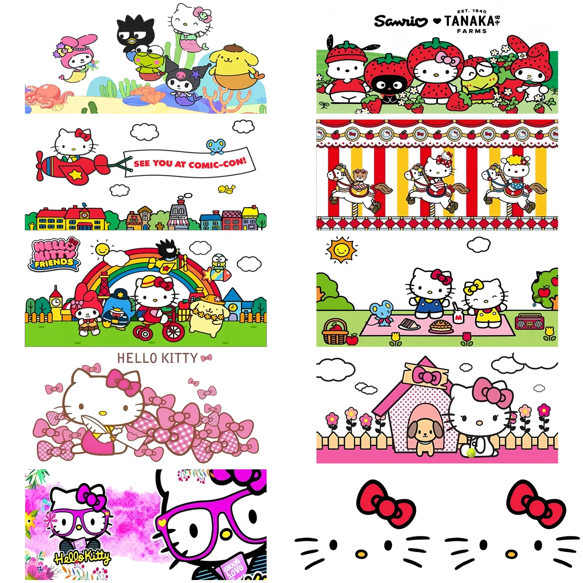 

10 sheets set cute kitty series easy peel waterproof DIY sticker 3D transfer uvdtf crystal sticker 16 oz uvdtf cup wrap sticker
