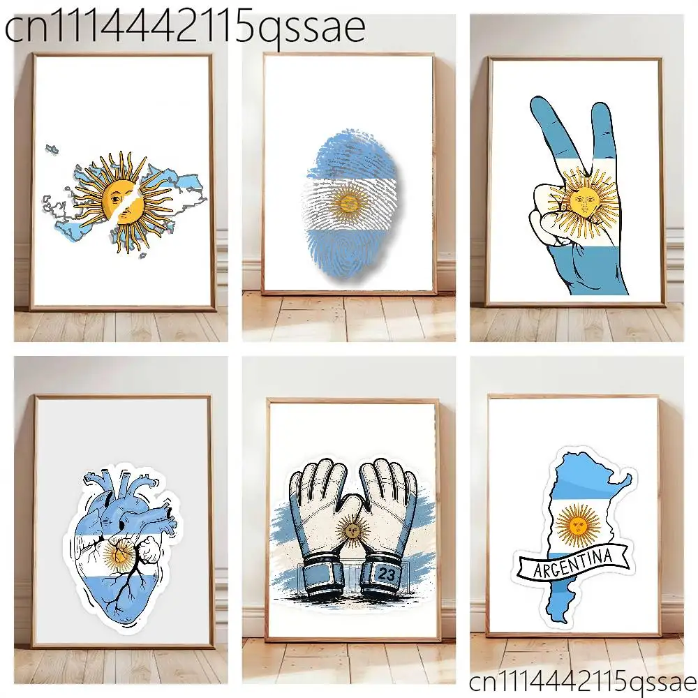 Argentina Passport Flag Logo Poster Wall Art Posters, Texture Paintings, Ideal Gift for Room Decoration