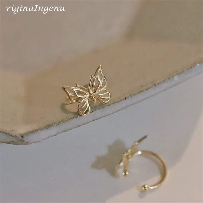 Imagem -03 - Solid 9k Gold Ear Cuff Falso Piercing Brincos Dainty Butterfly Ear Cuff Ouro Amarelo Jóias Finas Mulheres Resistentes a Tarnish Jóias