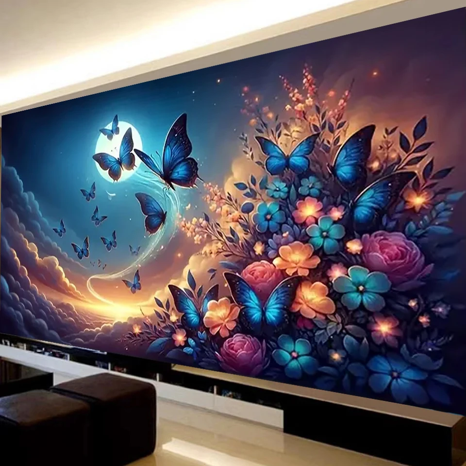 

5D Diy Большая Алмазная Картина Красочная Луна Бабочка Полная Квадратная Круглая Мозаика Вышивка Настенное Украшение (200x100 см Выберите