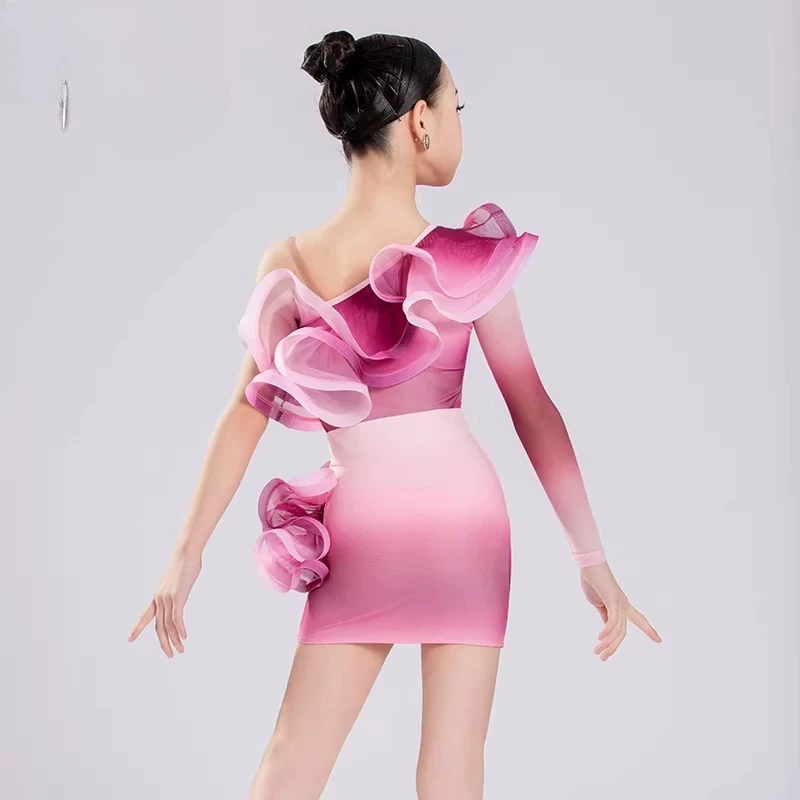 robe-de-danse-latine-pour-filles-degrade-rose-fleur-une-manche-costume-de-competition-de-salsa-et-cha-cha-pour-enfants