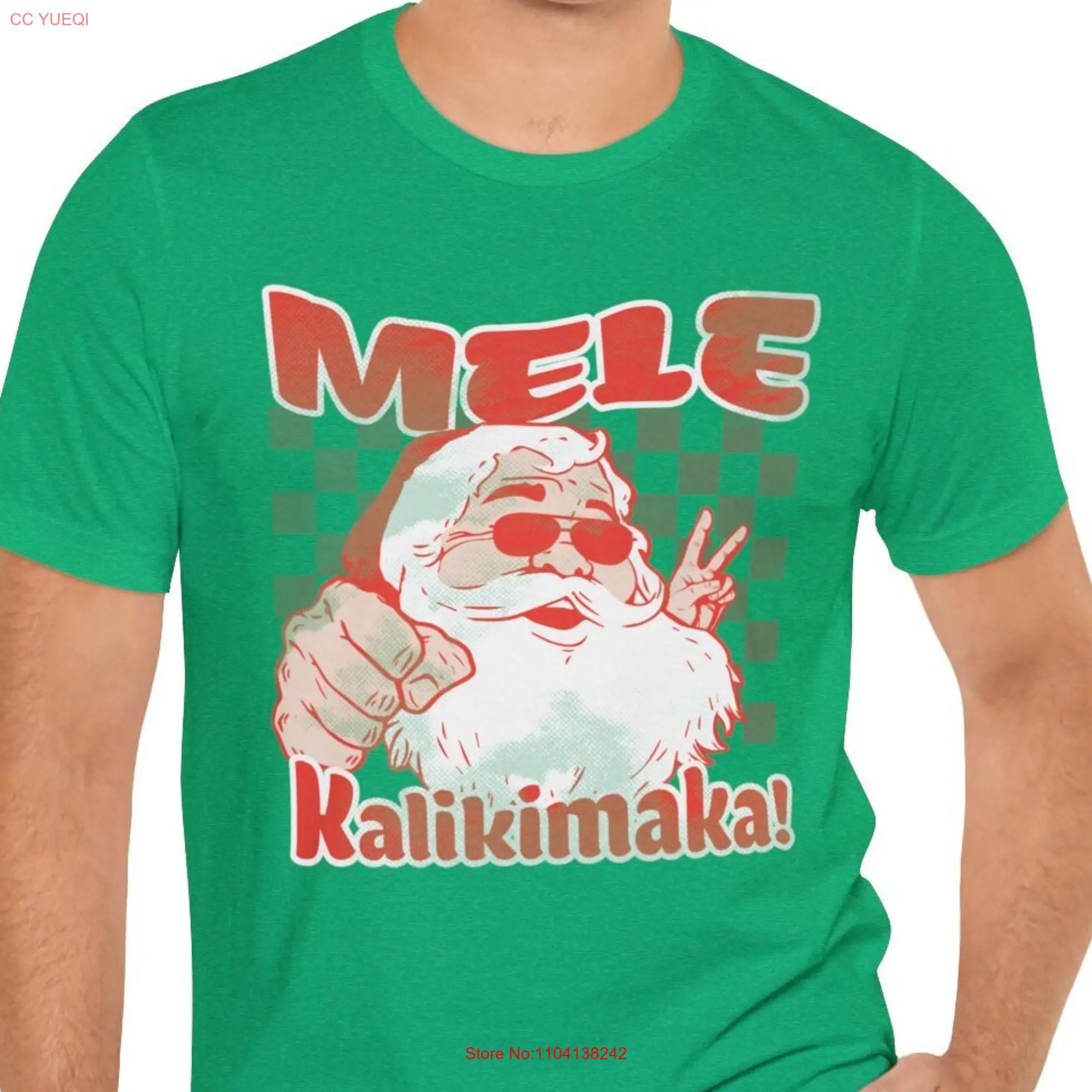 Mele Kalikimaka T Shirt Merry Christmas Hipster Santa Tropical for Beach Lover long or short sleeves