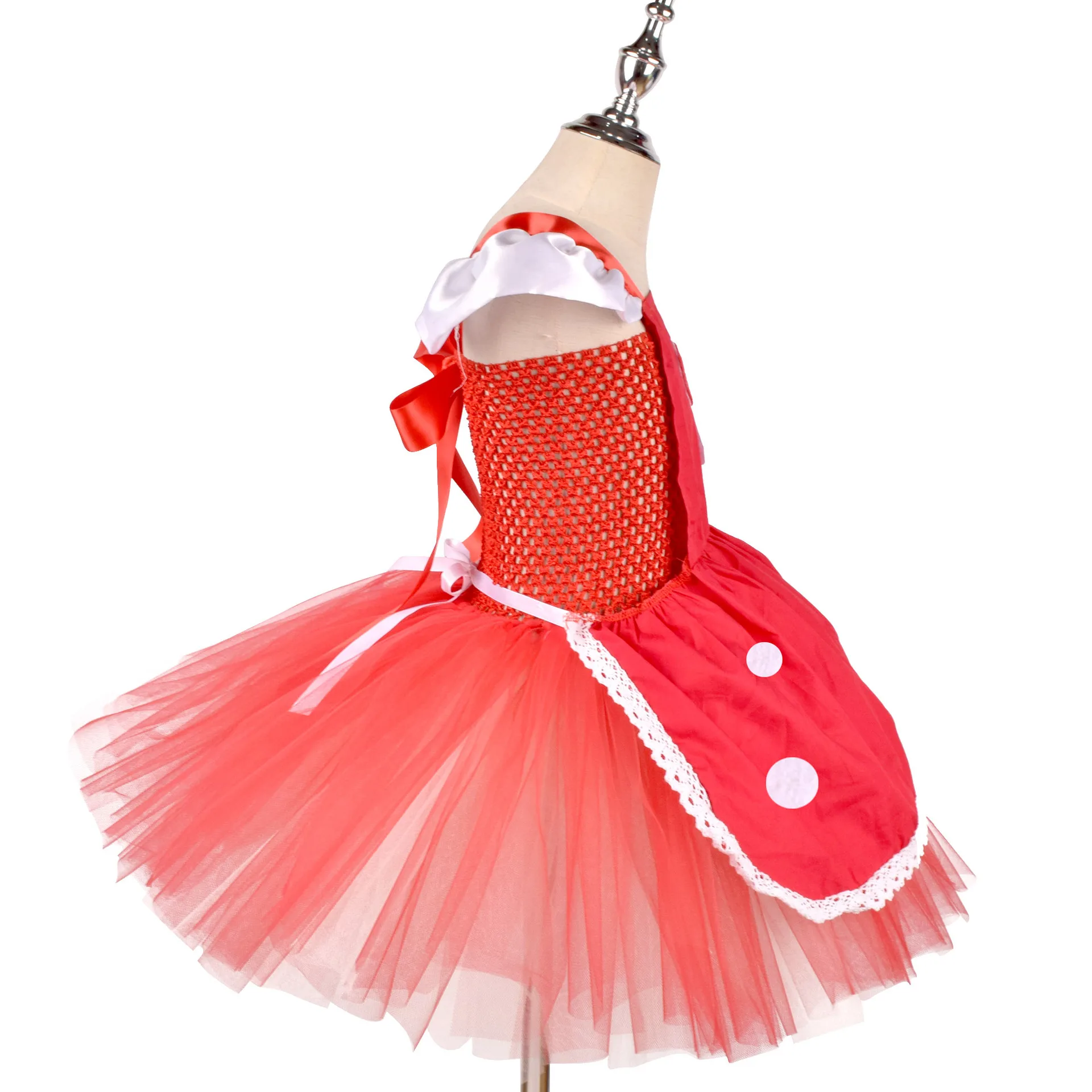 Girl Mushroom Dress for Halloween Mushroom Cosplay Costume Kids Birthday Party Role Play Red Dress Hat Suit Lollita Tutu Dresses