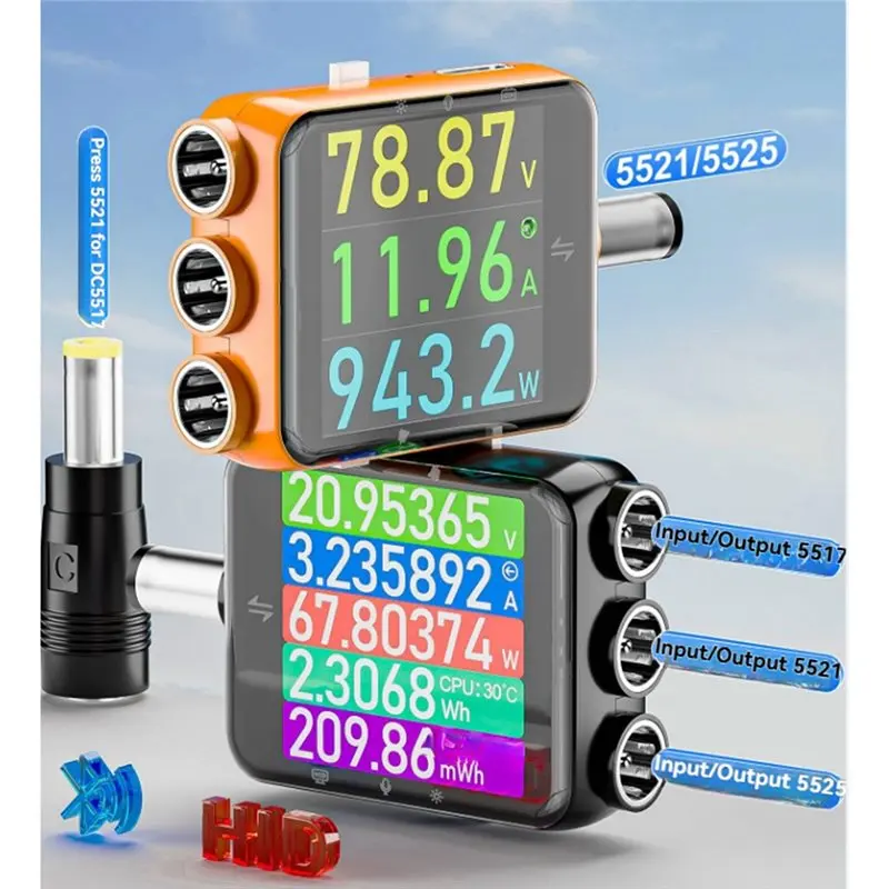 [NEWA76K!】 D5P Digital Voltmeter Ammeter DC5.5X2.5/2.1/1.7 High Precision Power Capacity Tester Power Monitor With Touchscreen