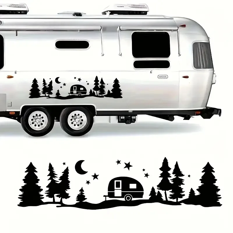 

RV and Camper Vinyl Stickers-Forest and Moon Theme，Smooth polyvinyl chloride, RV Stickers