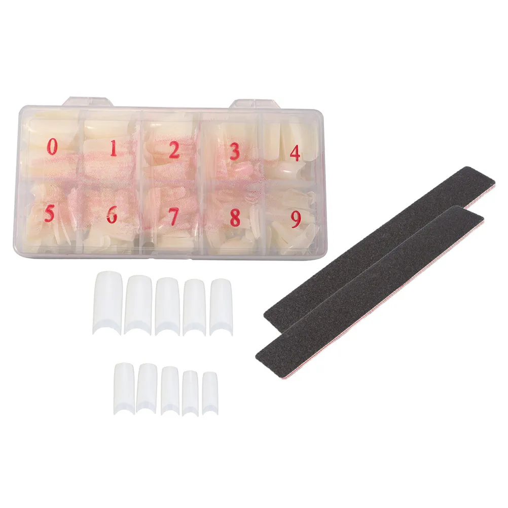 500Pcs False Nail Tips Thick Durable Artificial Nails with File for DIY Nail Art Manicure Party Events