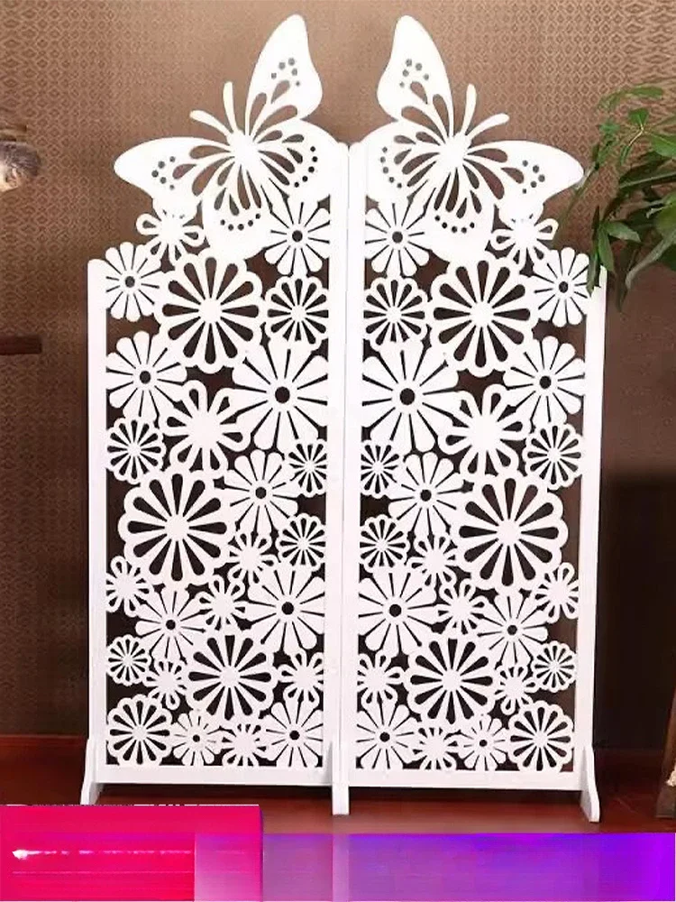 Screen partition entrance fashion living room white carved folding screen shop hotel bedroom hollow mobile screen