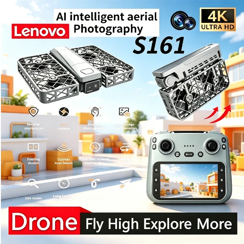 

Lenovo S161MAX High‑Speed Brushless Foldable Quadcopter Gesture Photo Humanoid Follow Headless Mode RC Drone