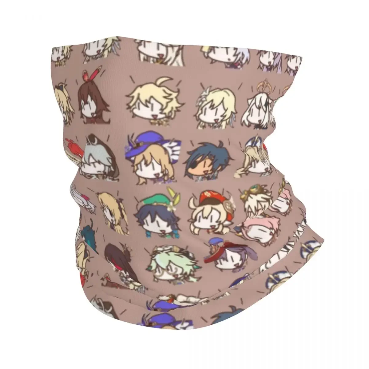 Genshin Impact Kawaii Chibi Characters Winter Headband Neck Warmer Women Men Ski Cycling Tube Scarf Face Bandana Gaiter