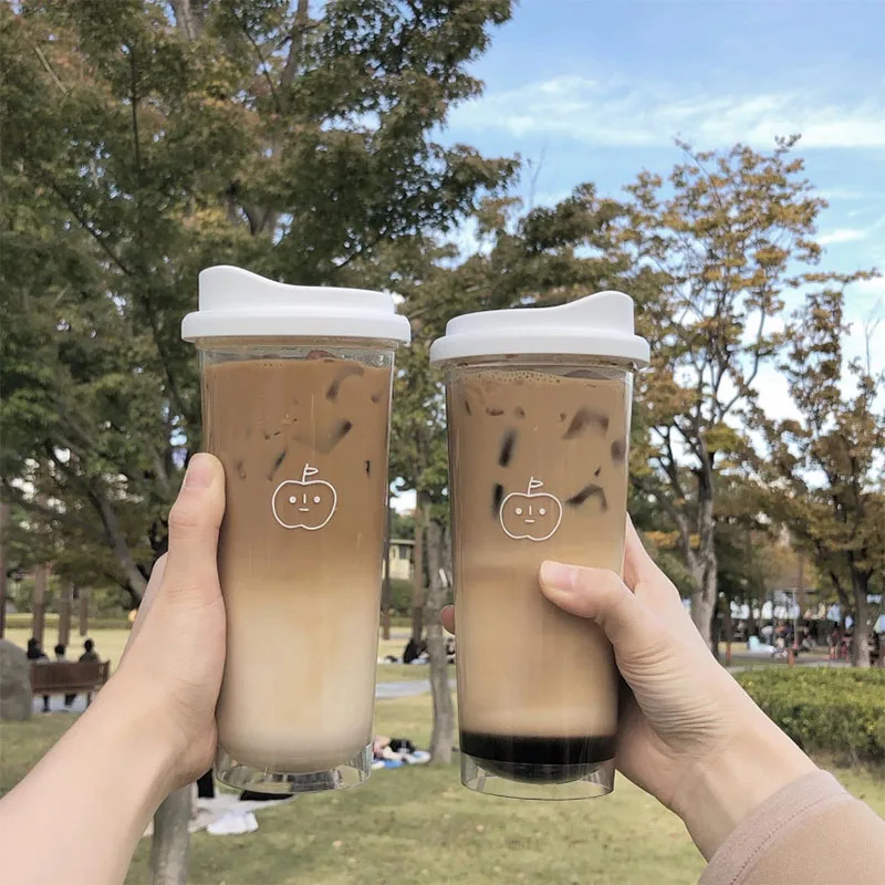 

Plastic Water Bottle Juice Milk Tea Coffee Tritan School Leak-proof Drinking Bottle Portable Creative Cups Portable Water Cups