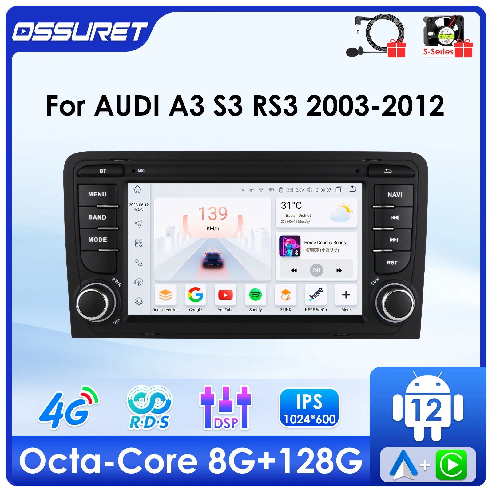 

7"Android Car radio For Audi A3 S3 RS3 2003-2012 wireless Carplay Autoradio Multimedia GPS navi Stereo car intelligent systems