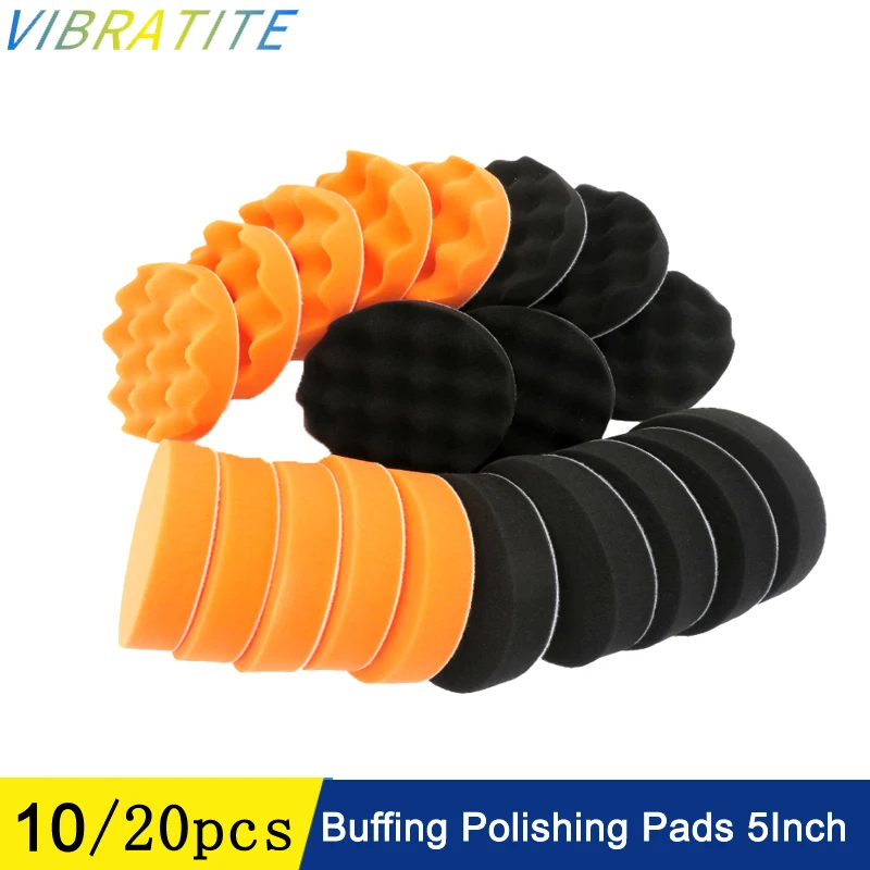 10/20Pcs Buffing Polishing Pads 5Inch Backing Plate Compound Sponge Pads 125mm Car Cutting Pad Kit for Buffer Polisher Waxing