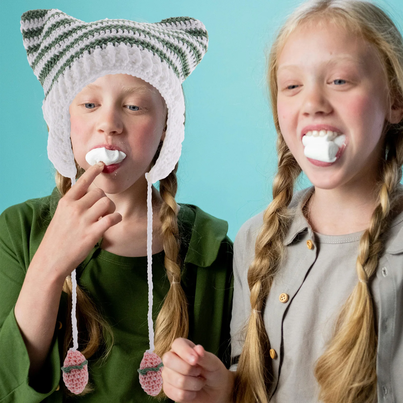 

Striped Cat Ear Knitted Beanie Soft Warm Woolen Hat Design for Cold Weather Outdoor Activities Fashionable Student Style