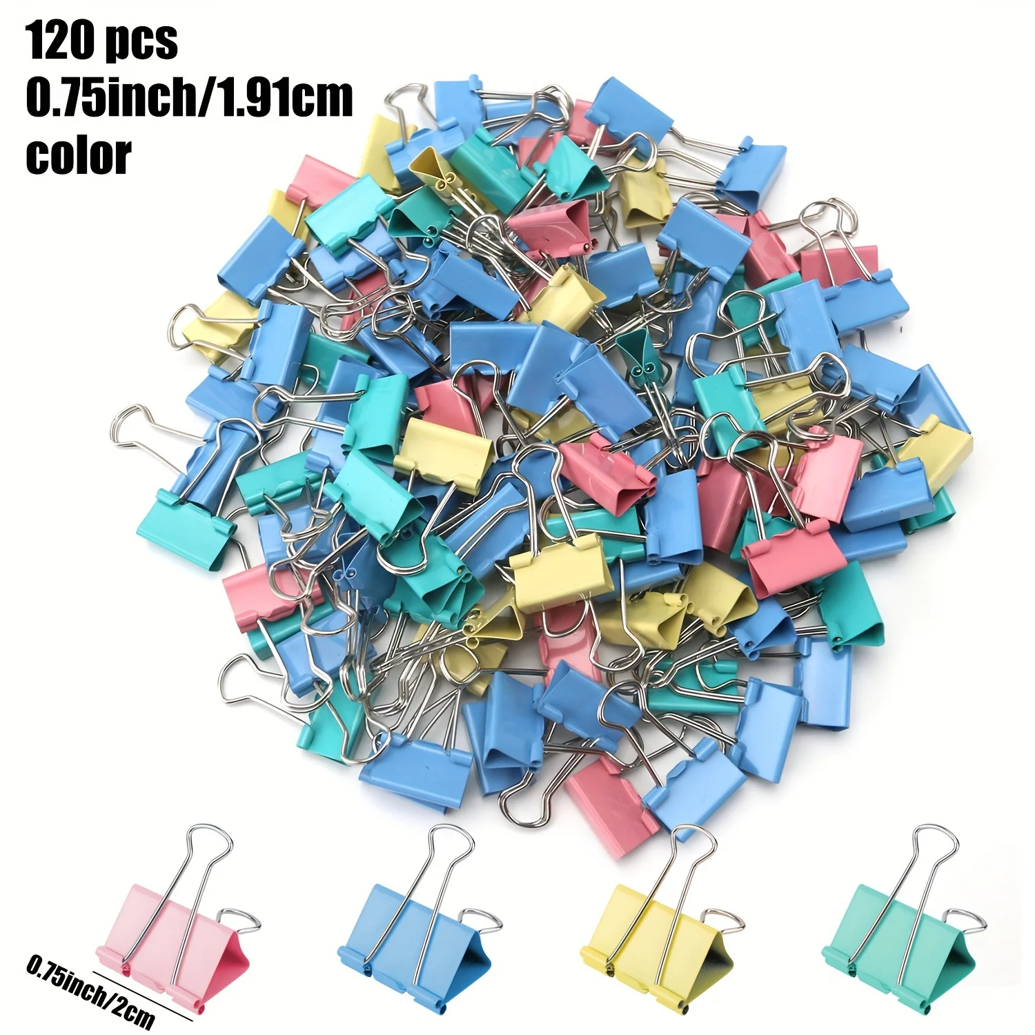

120 шт. зажимов для бумаг 0,75 дюйма/2 см, 120 штук в упаковке – разные цвета, прочные, для фиксации документов и организации дома/офиса