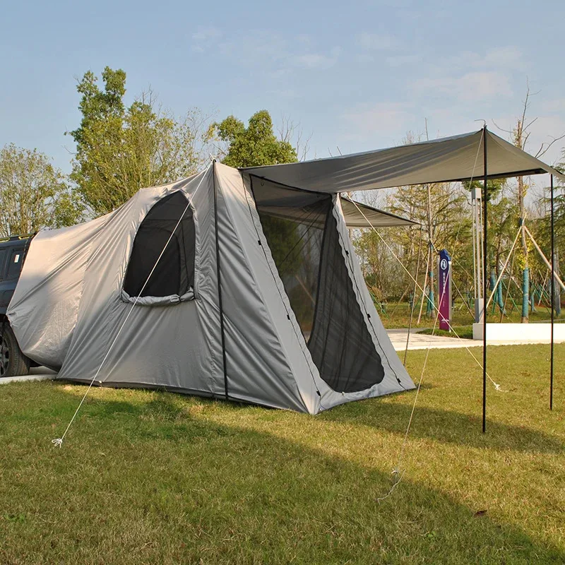 

3-4 Person Car Camping Tent, Family Vocation Travel SUV Tent, Hatchback Taiate Tents for Minivan, Rear Tents with Awning