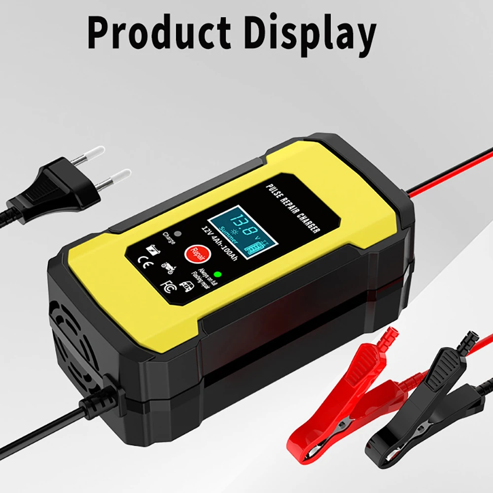 New 12V6A Car Motorcycle Battery Charger Intelligent Digital Display Lead Acid Battery Repair Charger