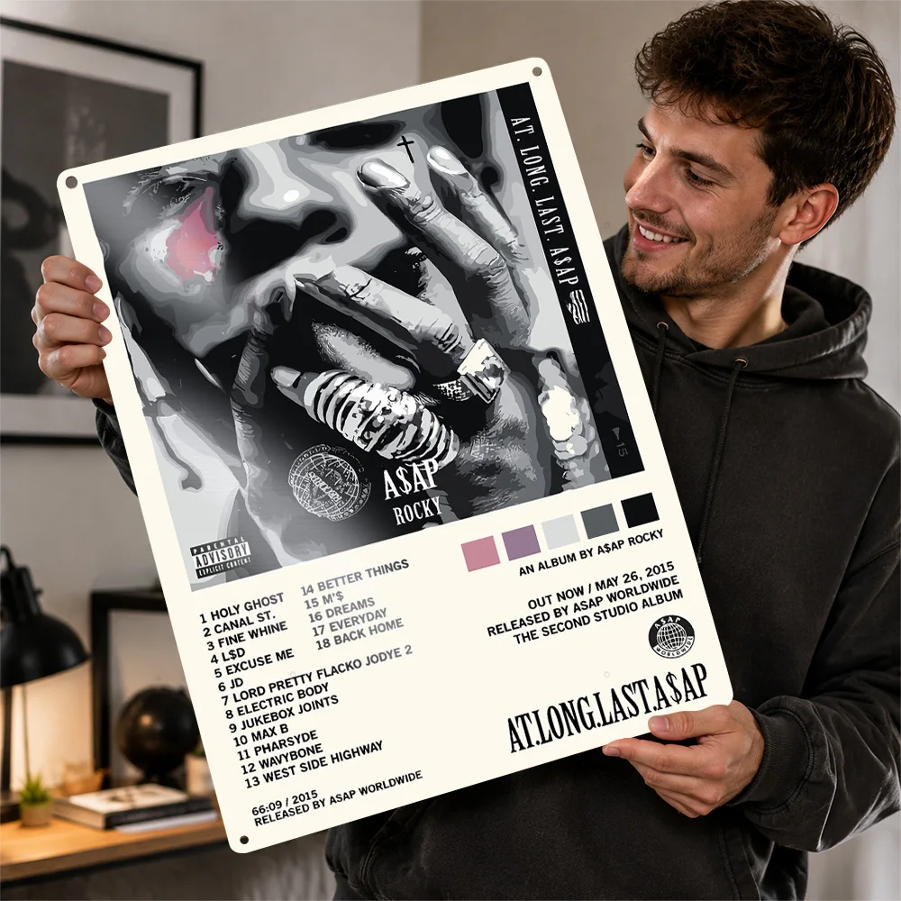 ASAP Rocky At Long Last Portrait Aluminum Poster Graphic Wall Art For Listening Room Customized Metal Sign Housewarming Gift