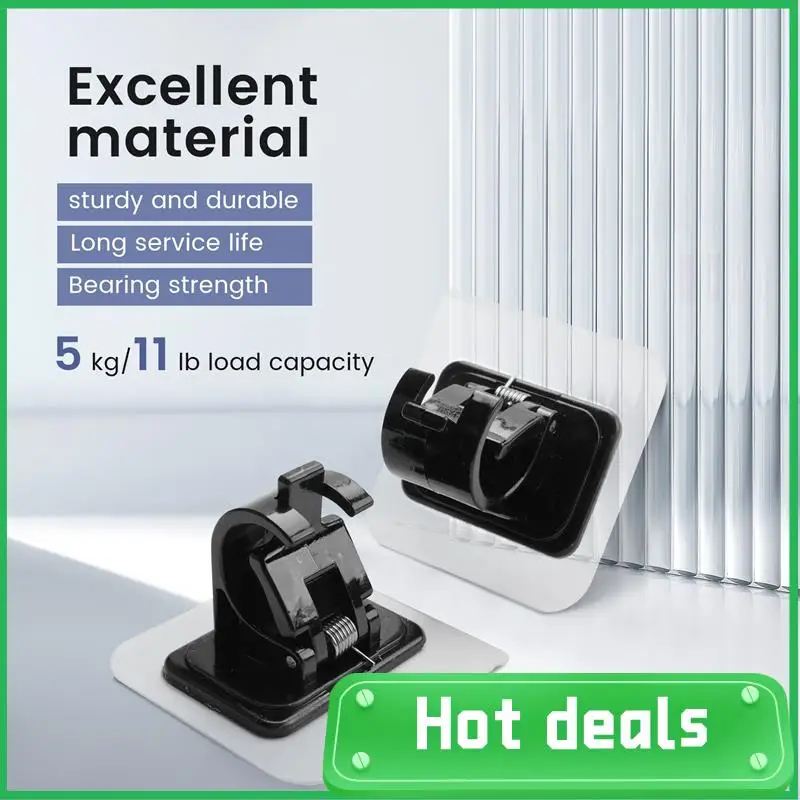 AC62-8PCS No Drill Curtain Rod Brackets No Drilling Self Adhesive Curtain Rod Holder Hooks Nail Free Curtain Rod Hooks