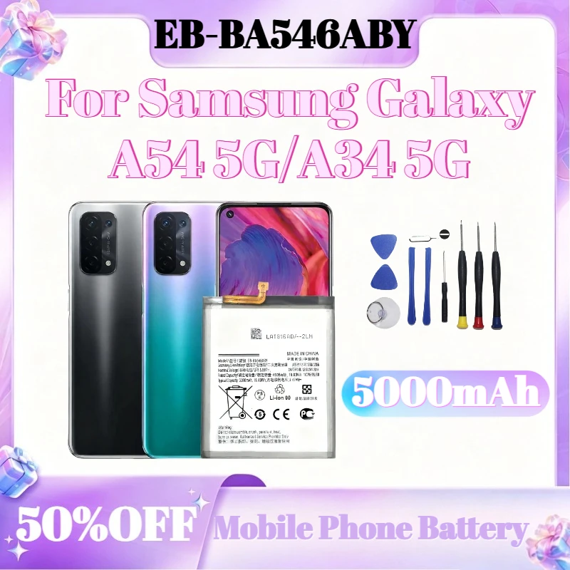 

5000mAh EB-BA546ABY Battery For Samsung Galaxy A54 5G/A34 5G Mobile Phone Battery +Tools