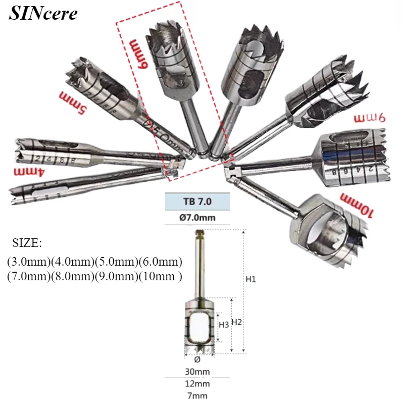 

1PCS Dental Trephine Drill Bur Tissue Punch Bone Saw Disk Dental Bone Harvest Drill Dentistry Surgical Planting Tools