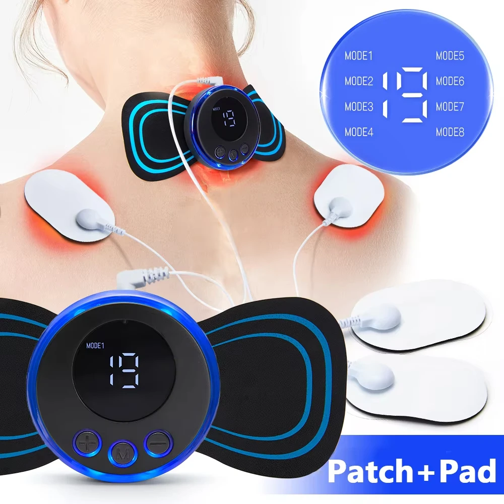 Mini elétrico pescoço massageador com avançada Muscle Estimulação Tecnologia, Remote Controlled Massagem Patches, Benefícios para a Saúde