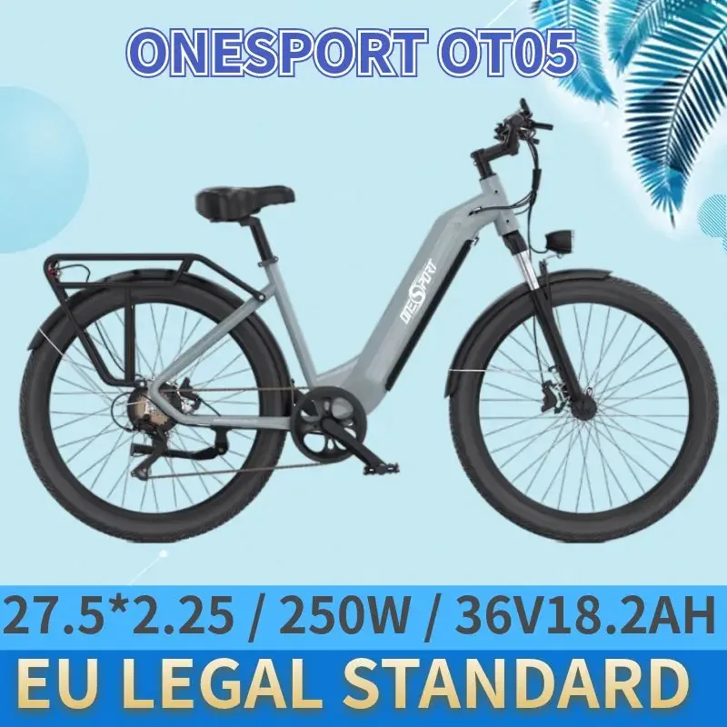 ONESPORT OT05 EU Standard 27.5Inch Electric Bike 27.5*2.25 inch Tires 250W Motor Electric City E-Bike 36V 18.2AH Battery 25km/h