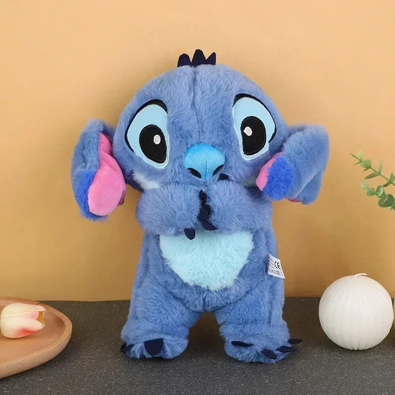 Kawaii Stitch bambola di peluche compagno di sonno per bambini suono rilassante musicale Kawaii con airbag e bambola leggera giocattoli respiratori regali